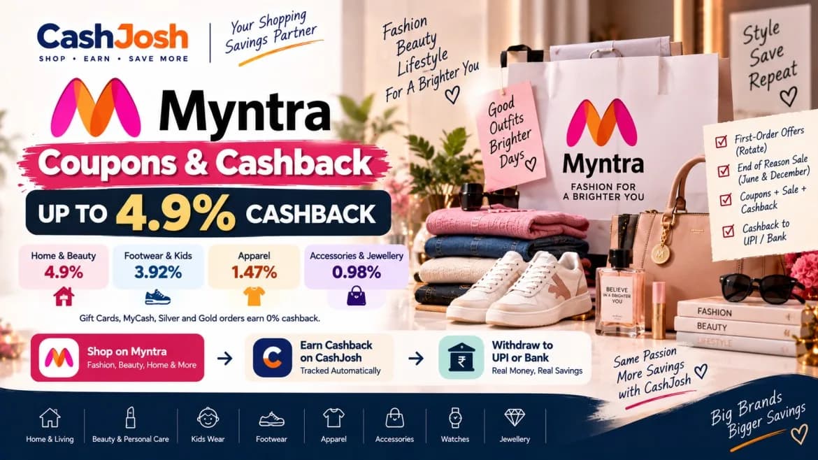 Myntra Coupons & Cashback: Up to 4.9% (September 2026)